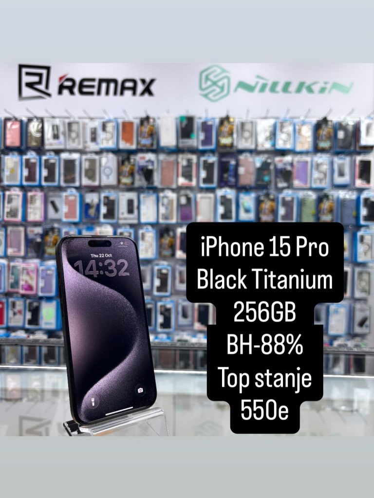 iPhone 15 Pro 256GB Black Titanium – polovan telefon, JetSet Novi Beograd