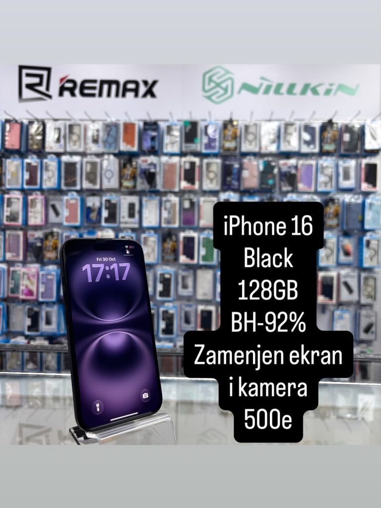 iPhone 16 128GB Black – polovan telefon, JetSet Novi Beograd