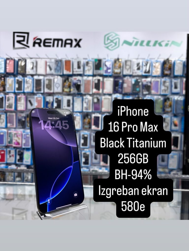 iPhone 16 Pro Max 256GB Black Titanium – polovan telefon, JetSet Novi Beograd